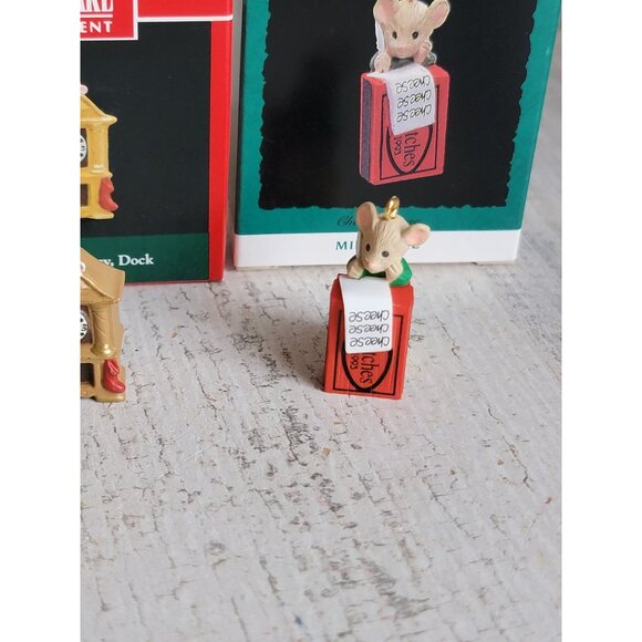 Hallmark miniature clock mouse kitty variety xmas ornament set mice - Picture 4 of 5